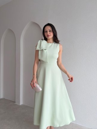 GİNA Kurdele Detaylı Midi Elbise 4390 - Mint - 2