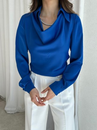 GİNGER Bluz 0685 - Saks Mavisi - 3