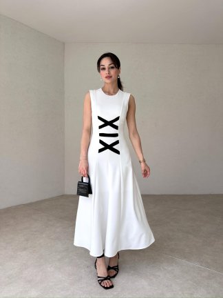 GİONO Maxi Elbise 8585 - Beyaz - 2