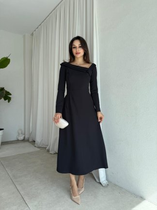 GİRONA Midi Elbise 8258 - Siyah - 2