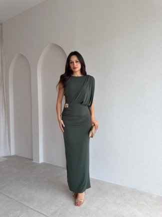 GLARE Maxi Elbise 3740 - Haki 