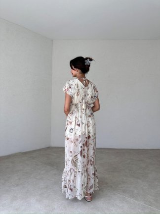 GLOSS Maxi Elbise 3787 - Krem - 3