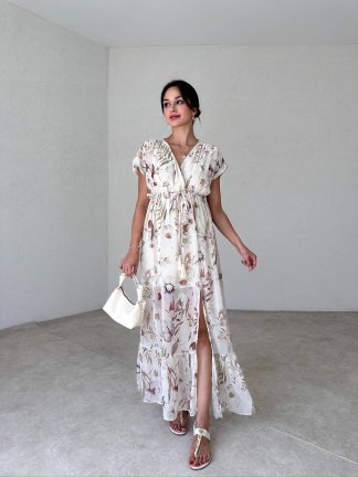 GLOSS Maxi Elbise 3787 - Krem - 2