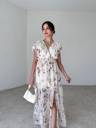 GLOSS Maxi Elbise 3787 - Krem 