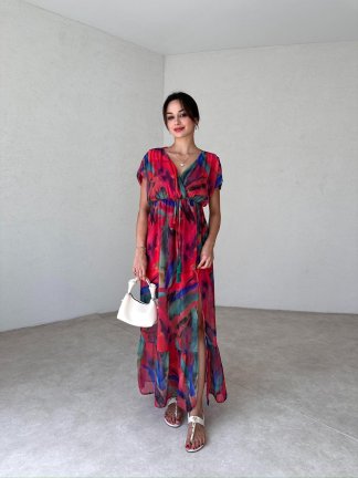 GLOSS Maxi Elbise 3787 - Nar Çiçeği - 2