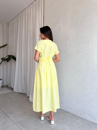 GLOW Midi Elbise 4976 - Sarı - 3
