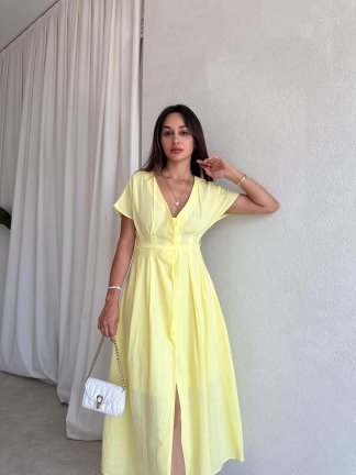 GLOW Midi Elbise 4976 - Sarı 