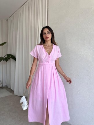 GLOW Midi Elbise 4976 - Pembe 