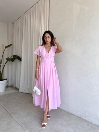 GLOW Midi Elbise 4976 - Pembe - 2