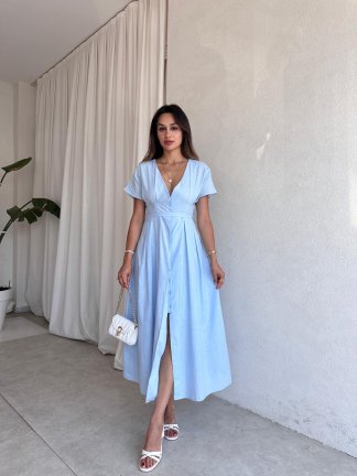 GLOW Midi Elbise 4976 - Mavi - 2