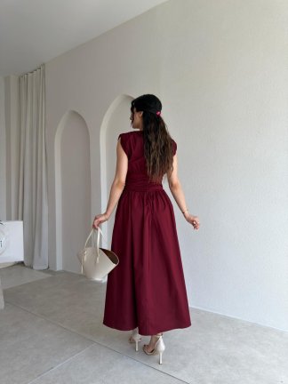 GOAT Midi Elbise 5512 - Bordo - 3
