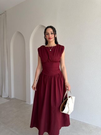 GOAT Midi Elbise 5512 - Bordo - 2