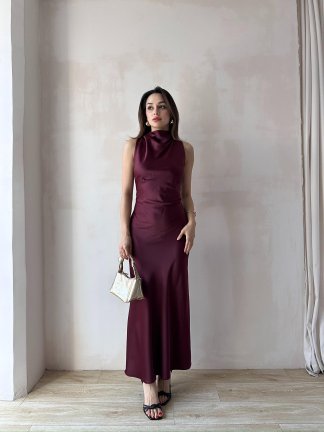 GODWİN Maxi Elbise 6493 - Bordo - 2