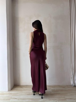 GODWİN Maxi Elbise 6493 - Bordo - 3