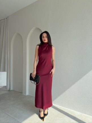 GODWİN Maxi Elbise 6493 - Bordo 