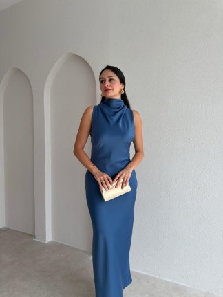 GODWİN Maxi Elbise 6493 - Mavi - 2