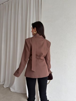 GOLDEN Şallı Ceket 8598 - Kahverengi - 3