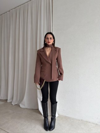 GOLDEN Şallı Ceket 8598 - Kahverengi - 2