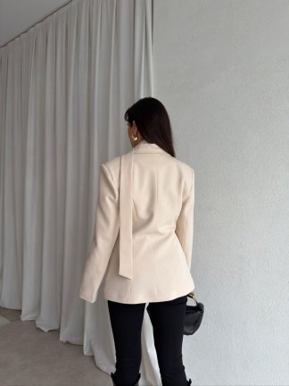 GOLDEN Şallı Ceket 8598 - Krem - 2