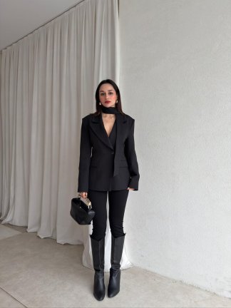 GOLDEN Şallı Ceket 8598 - Siyah - 3