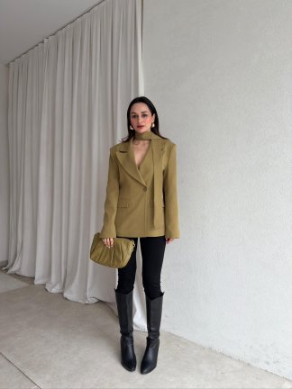 GOLDEN Şallı Ceket 8598 - Yağ Yeşili - 3