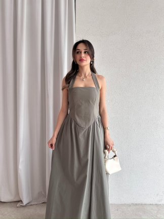 GOLDİE Maxi Elbise 7462 - Haki 