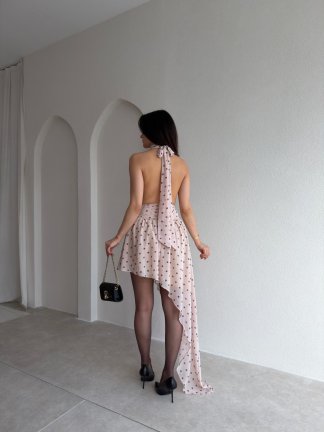 GOMEZ Puantiyeli Mini Elbise 5466 - Pudra - 3