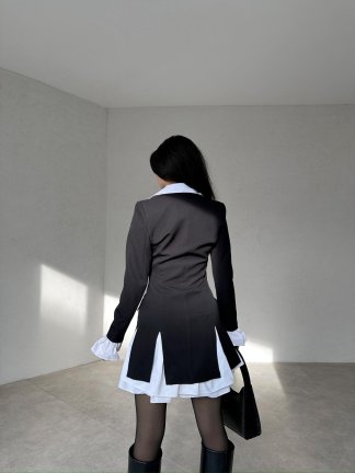 Gömlek Detaylı Mini FRESCO Elbise 4893 - Siyah - 3