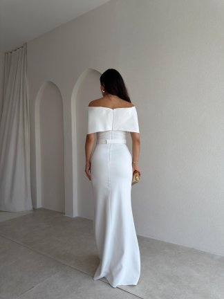 GORA Maxi Elbise 3985 - Beyaz - 3