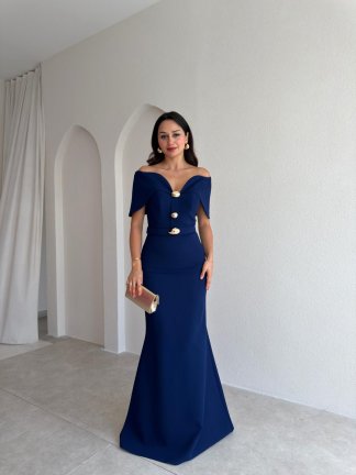 GORA Maxi Elbise 3985 - Lacivert 