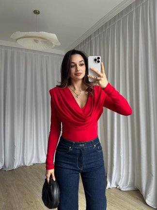 GOSSİP Dökümlü Bluz 8326 - Kırmızı - 2