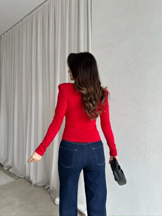 GOSSİP Dökümlü Bluz 8326 - Kırmızı - 3