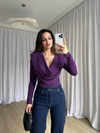 GOSSİP Dökümlü Bluz 8326 - Mor - 3