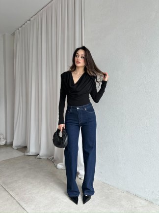GOSSİP Dökümlü Bluz 8326 - Siyah - 3