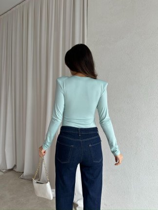 GOSSİP Dökümlü Bluz 8326 - Turkuaz - 4