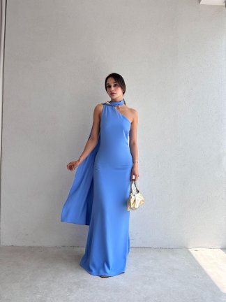 GREASE Maxi Elbise 3329 - Mavi 