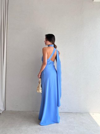 GREASE Maxi Elbise 3329 - Mavi - 3