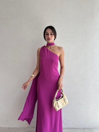 GREASE Maxi Elbise 3329 - Fuşya - 2