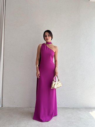 GREASE Maxi Elbise 3329 - Fuşya 