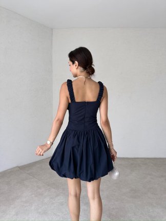 GRONSE Mini Elbise 6151 - Lacivert - 3