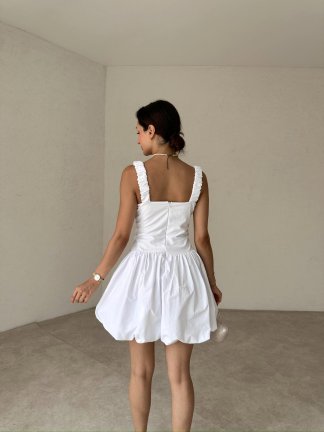 GRONSE Mini Elbise 6151 - Beyaz - 3