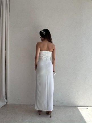 GROTOW Maxi Elbise 3789 - Beyaz - 3
