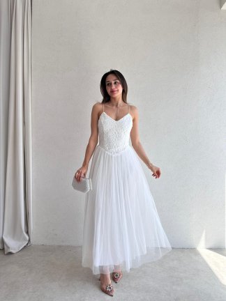 GUİDO Maxi Elbise 7489 - Beyaz - 2