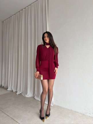 HADES Mini Elbise 8856 - Bordo - 2
