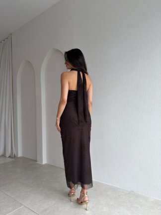 HALEY Midi Elbise 6540 - Acı Kahve - 5