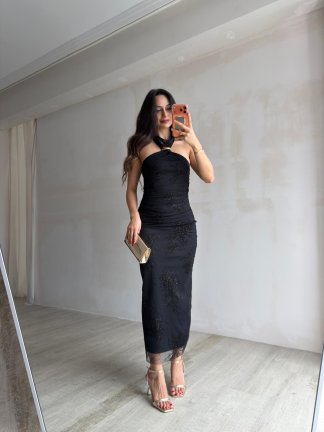HALEY Midi Elbise 6540 - Siyah - 4