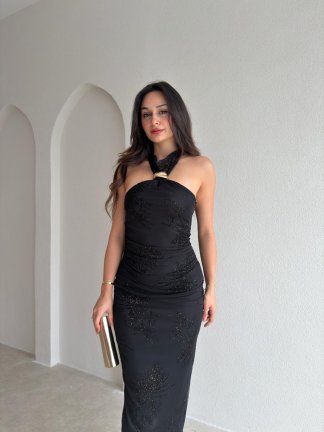 HALEY Midi Elbise 6540 - Siyah - 3