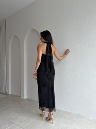HALEY Midi Elbise 6540 - Siyah - 5