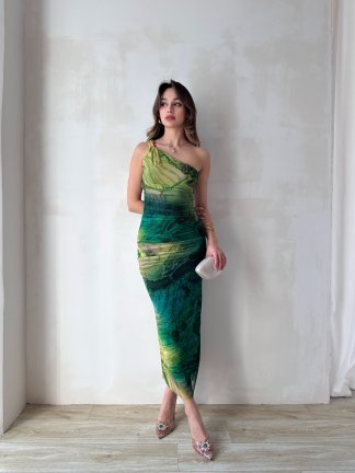 HANS Midi Elbise 4422 - Yeşil - 2