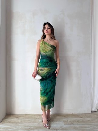 HANS Midi Elbise 4422 - Yeşil - 3